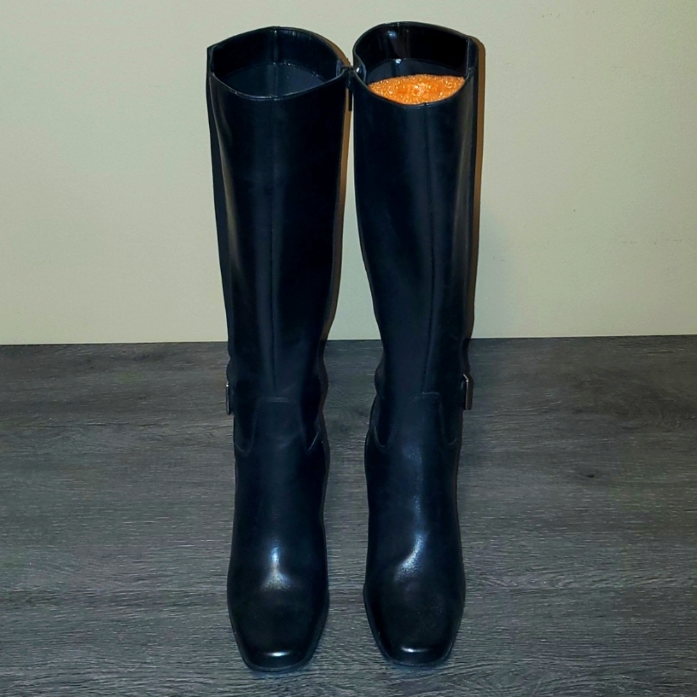 Anne Klein Black Knee-High Heeled Boots